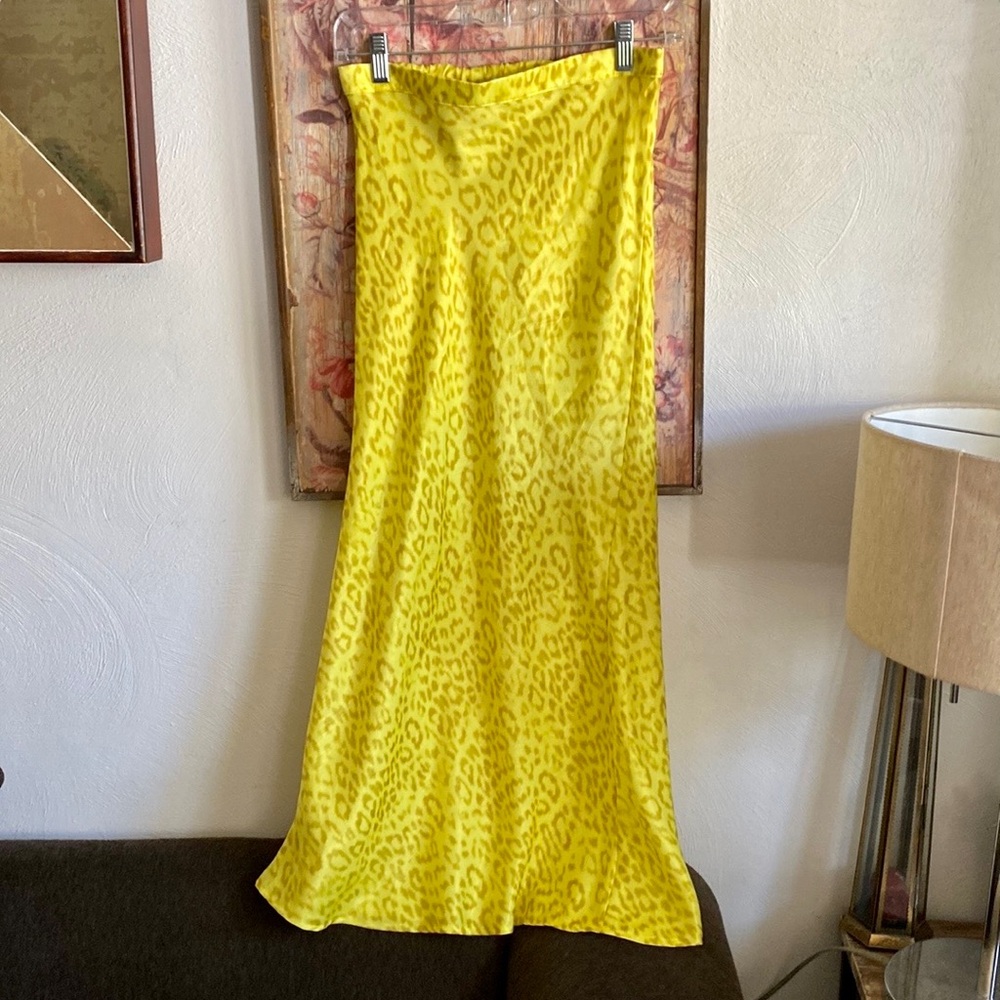 RESA MIDI SKIRT BOHO SKIRT NEON LEOPARD PRINT RETRO SILKY
